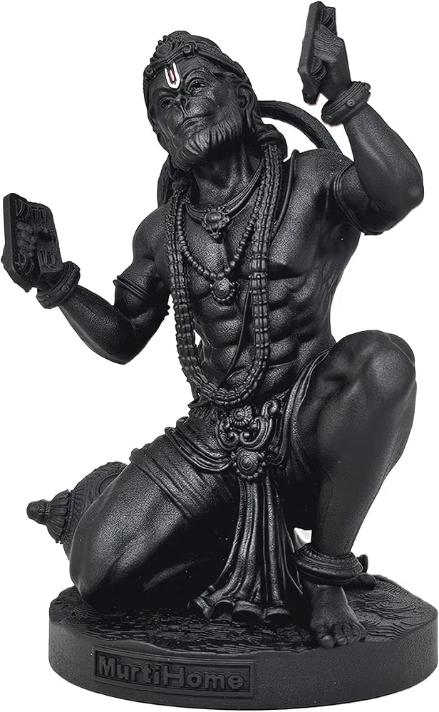 Hanuman Murti, 8 cm Height, Black, 3D Printed, Car Dashboard Idol of Lord Hanuman