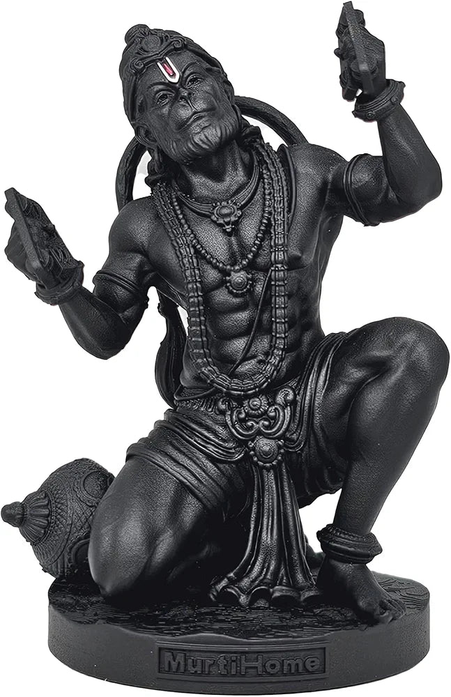 Hanuman Murti, 8 cm Height, Black, 3D Printed, Car Dashboard Idol of Lord Hanuman