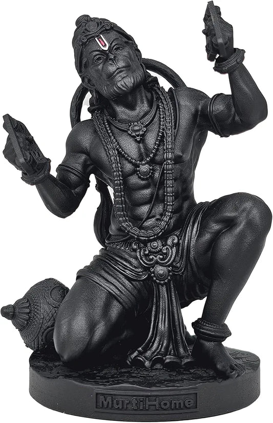 Hanuman Murti, 8 cm Height, Black, 3D Printed, Car Dashboard Idol of Lord Hanuman
