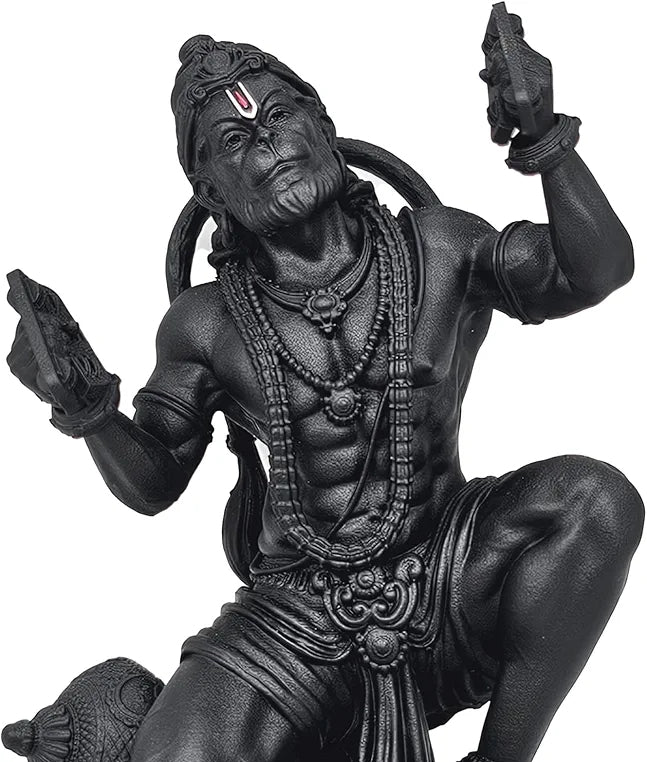 Hanuman Murti, 8 cm Height, Black, 3D Printed, Car Dashboard Idol of Lord Hanuman