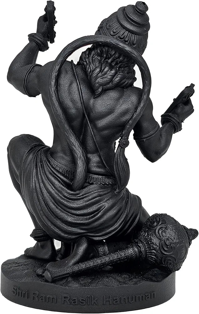 Hanuman Murti, 8 cm Height, Black, 3D Printed, Car Dashboard Idol of Lord Hanuman